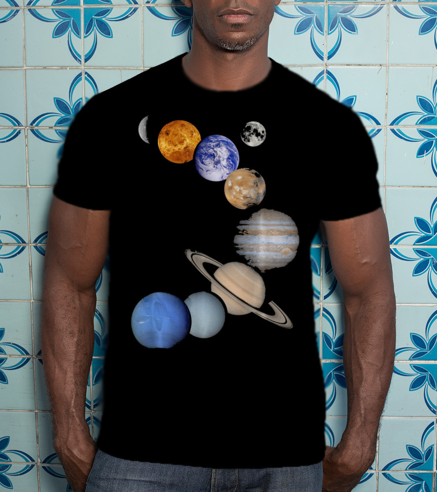 Planet Solar System Earth Moon Sun Mars Jupiter Saturn Neptune Uranus T-Shirt