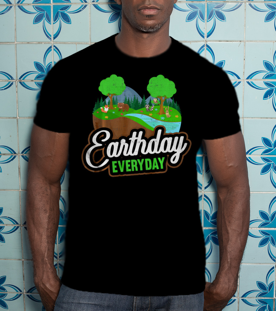 Earth Day Every Day Conservation Wildlife Nature Scene T-Shirt