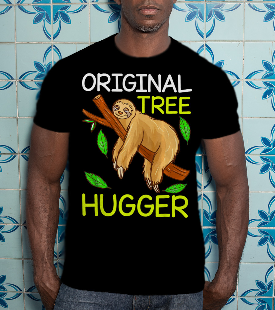 Original Tree Hugger Sloth Environmental Climate T-Shirt