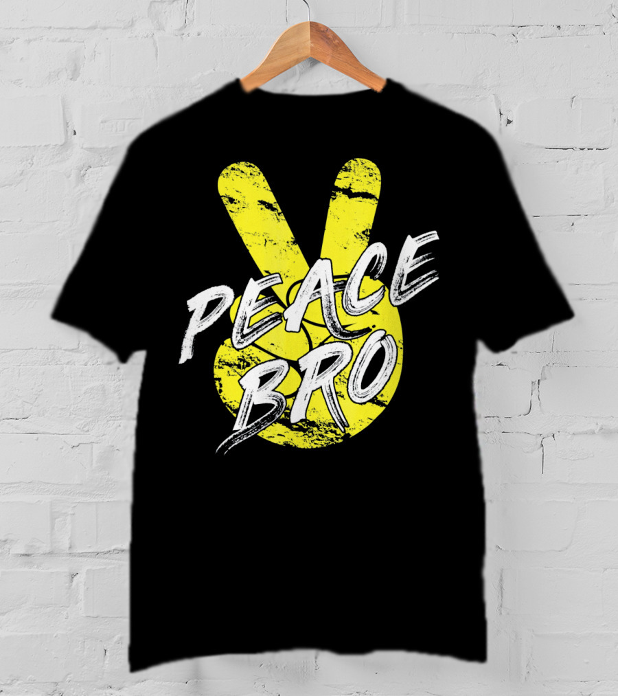 PEACE Bro Peace Sign Yellow Tex T-Shirt