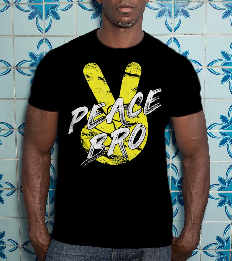 PEACE Bro Peace Sign Yellow Tex T-Shirt