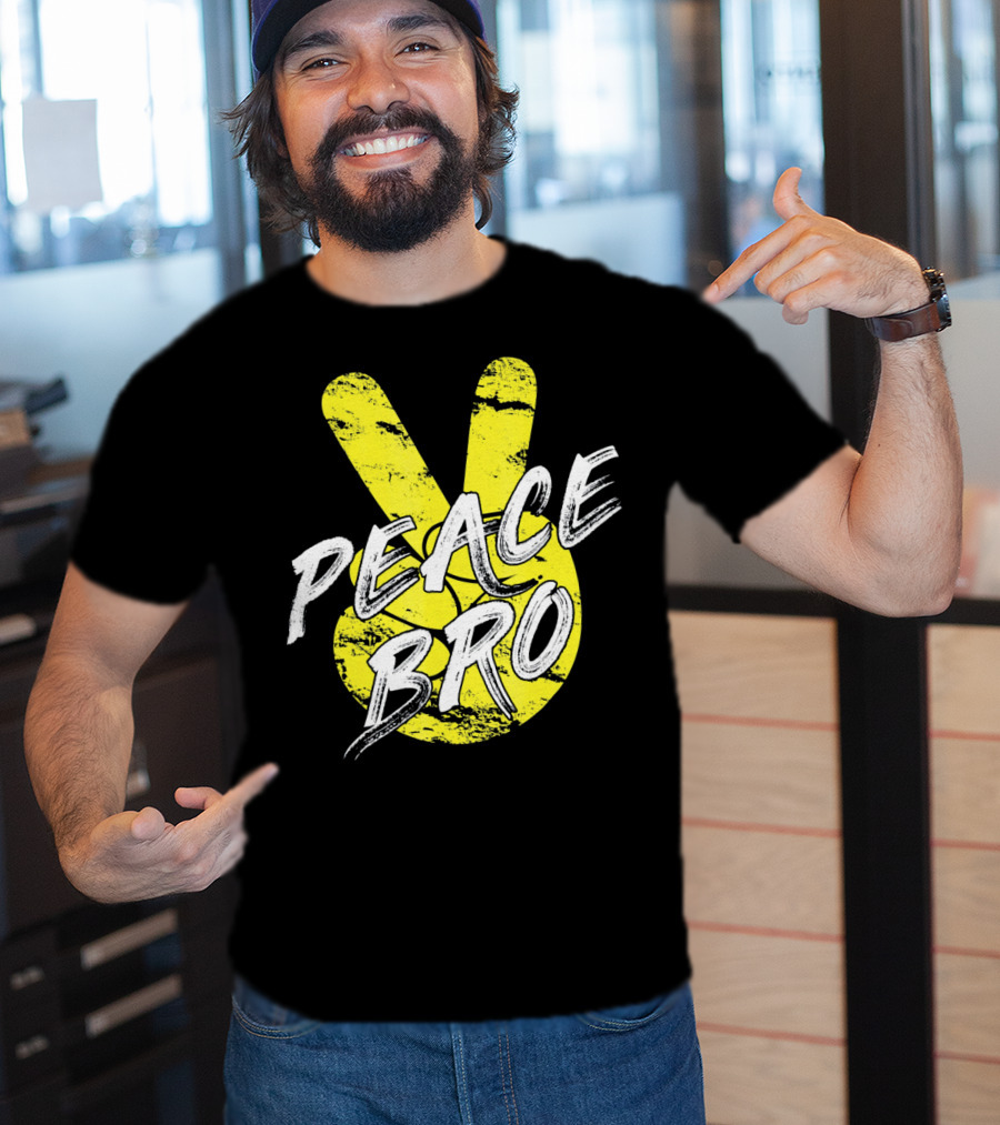 PEACE Bro Peace Sign Yellow Tex T-Shirt