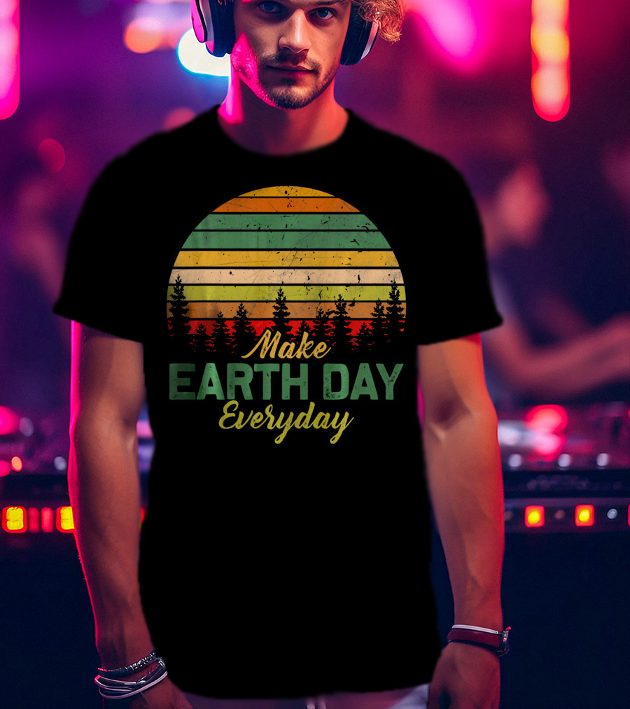 Make Earth Day Everyday Forest Sunset Stripes T-Shirt