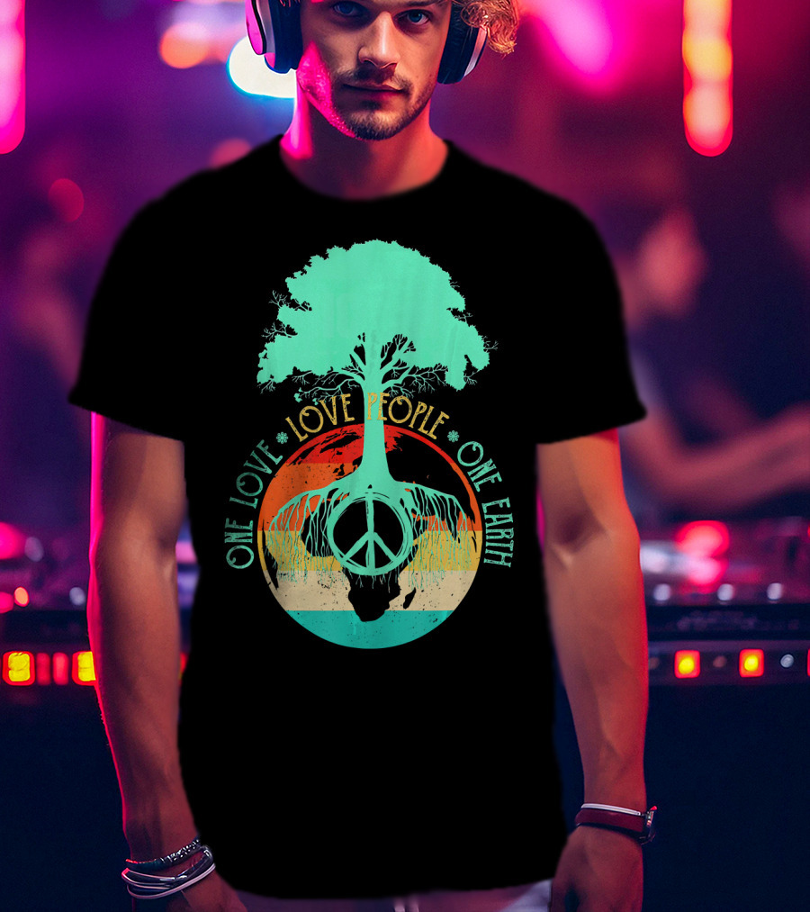 One Love People One Earth Peace Tree T-Shirt