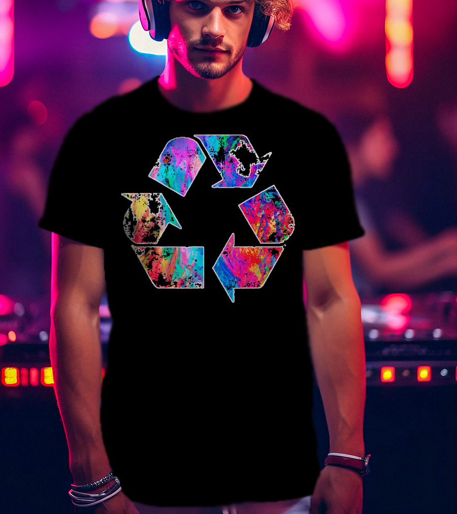 Earth Day Vintage Recycle Reduce Reuse Psychedelic Colorful T-Shirt