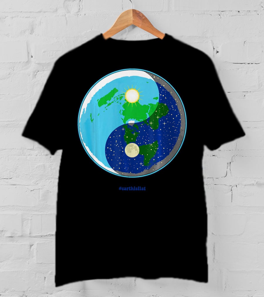 Ying Yang Flat Earth Truther #earthisflat Sun And Moon T-Shirt