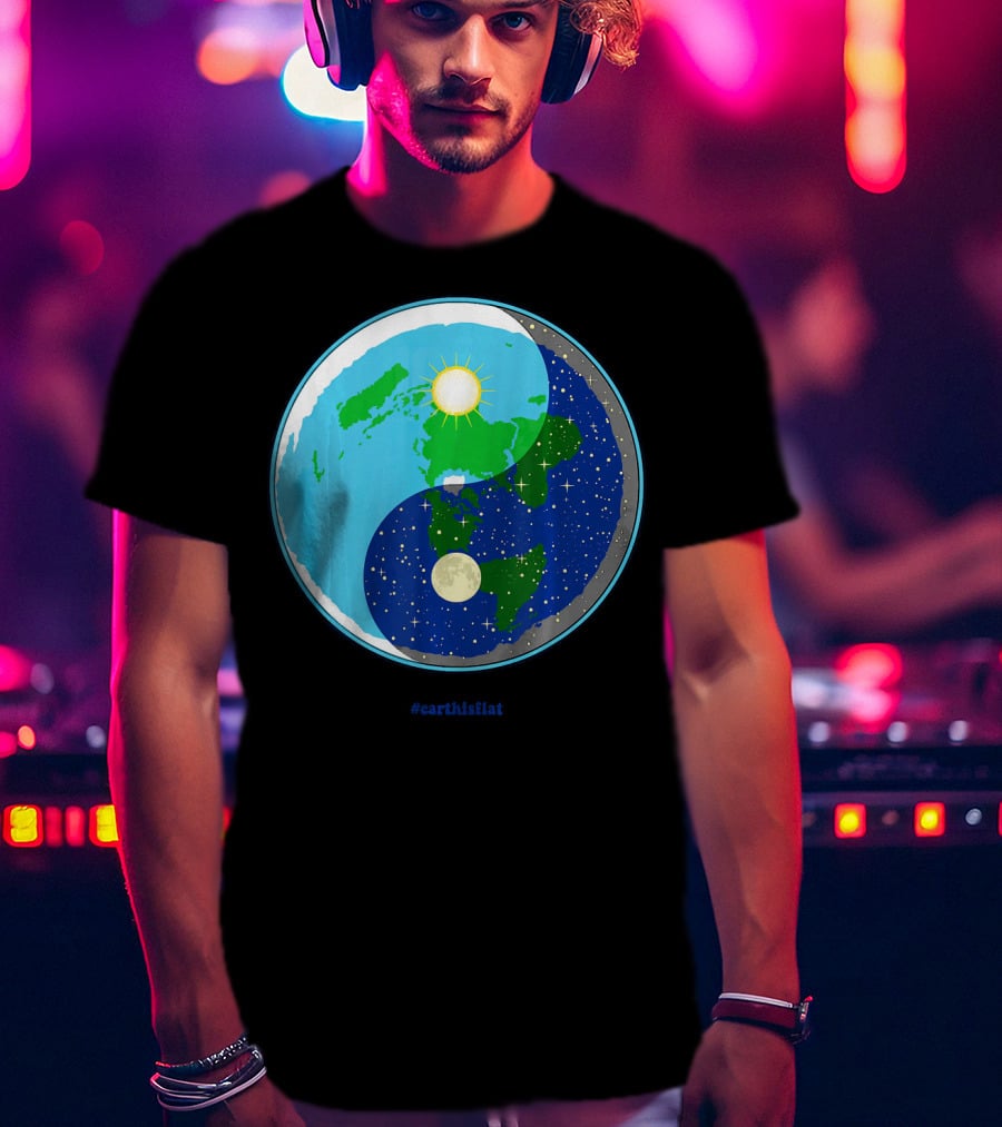 Ying Yang Flat Earth Truther #earthisflat Sun And Moon T-Shirt