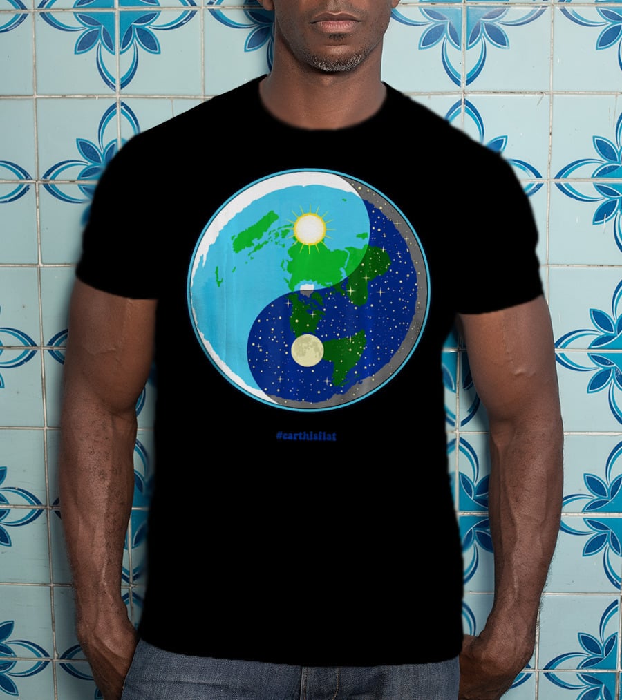 Ying Yang Flat Earth Truther #earthisflat Sun And Moon T-Shirt