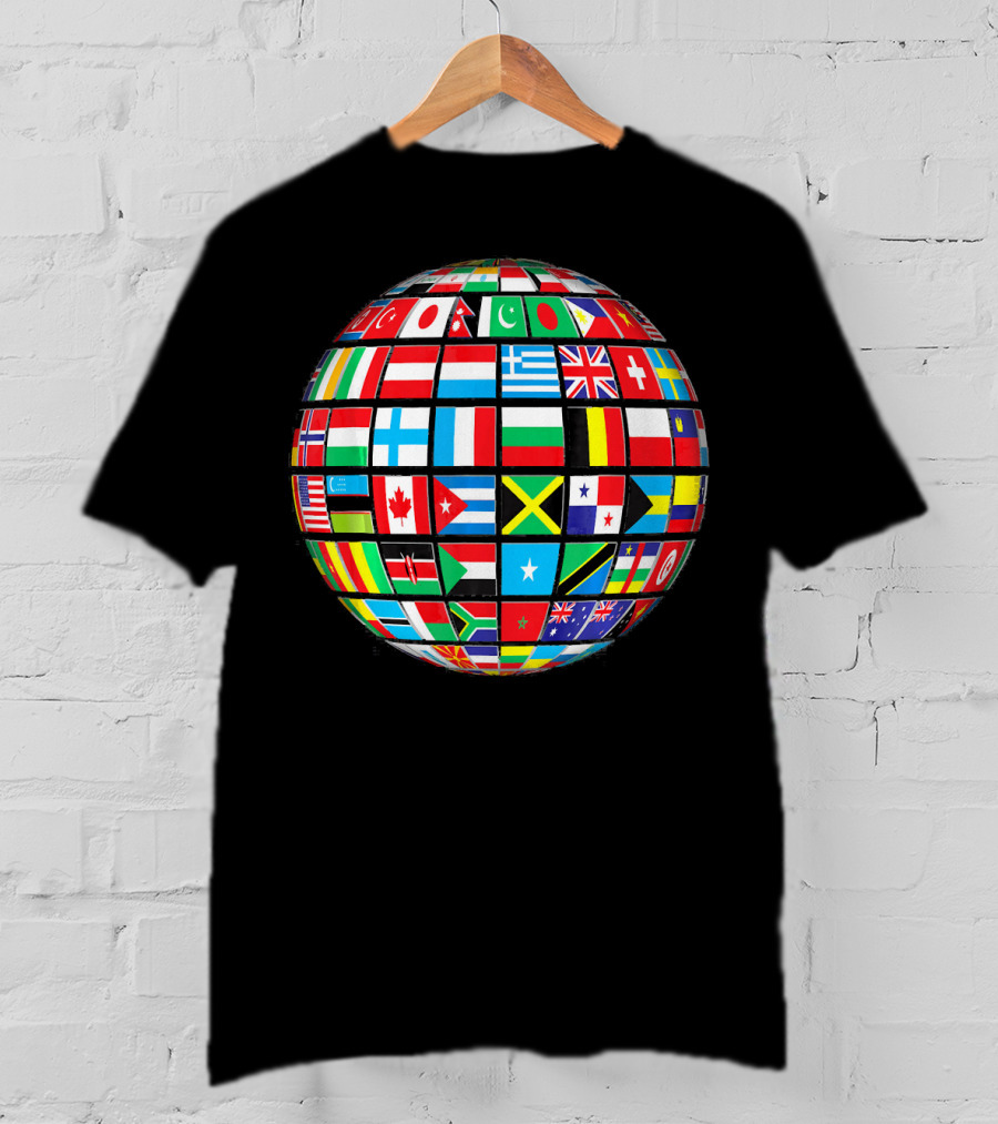 World Flag Buttons Global Flags Sphere T-Shirt
