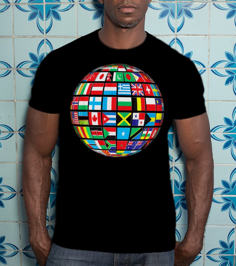 World Flag Buttons Global Flags Sphere T-Shirt