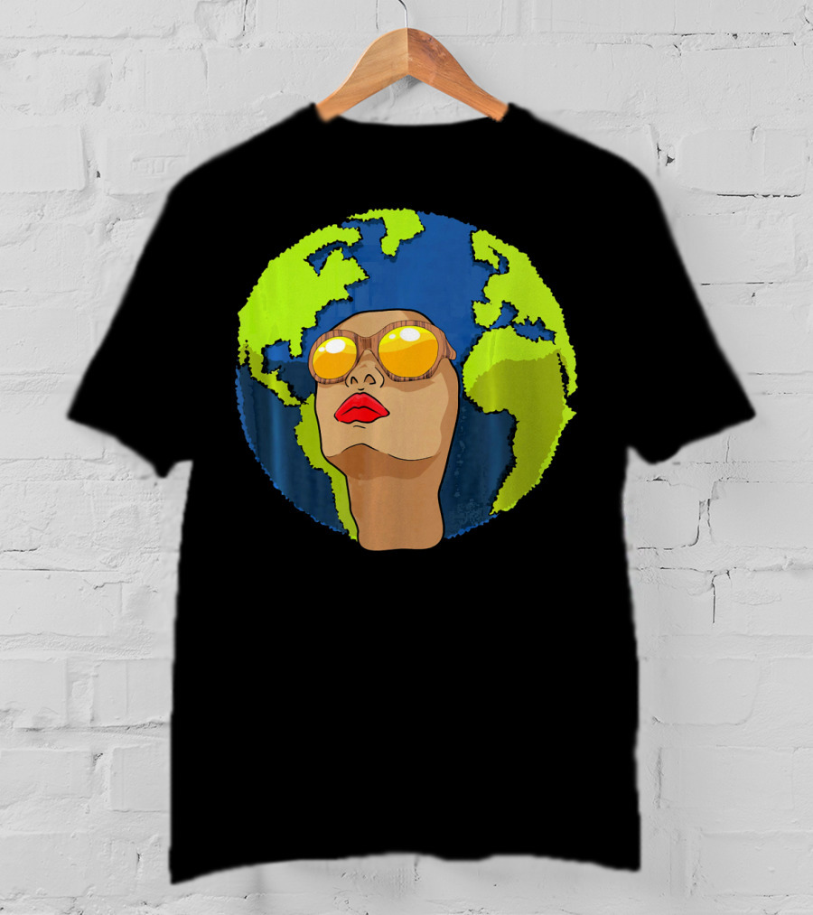 Arbor Mother Earth Day Sunglasses Reflection Globe Face T-Shirt