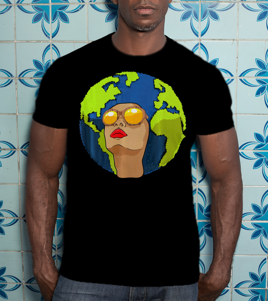 Arbor Mother Earth Day Sunglasses Reflection Globe Face T-Shirt