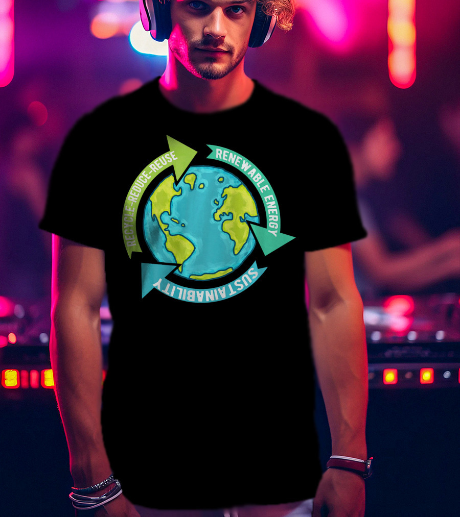 Recycle Reduce Reuse Renewable Energy Sustainability Earth T-Shirt
