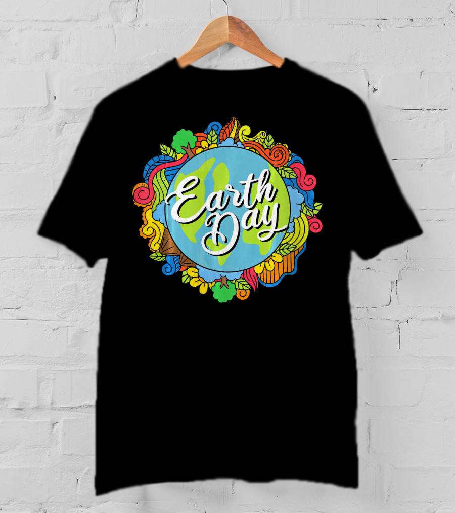 Earth Day Colorful Earth Doodle For Teachers T-Shirt