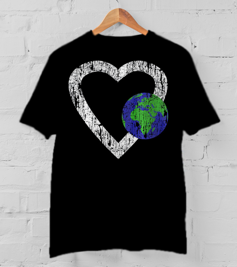 I Love Planet Earth Day Climate Change Heart World T-Shirt
