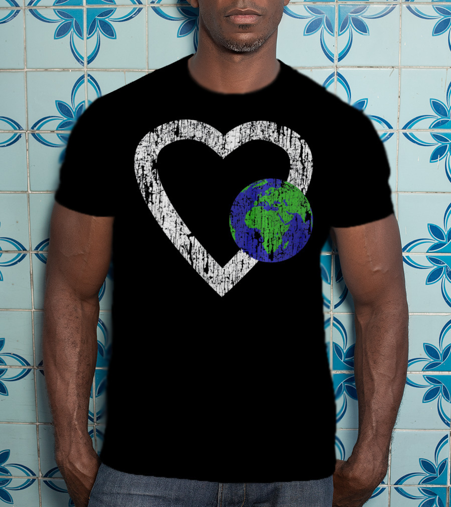 I Love Planet Earth Day Climate Change Heart World T-Shirt