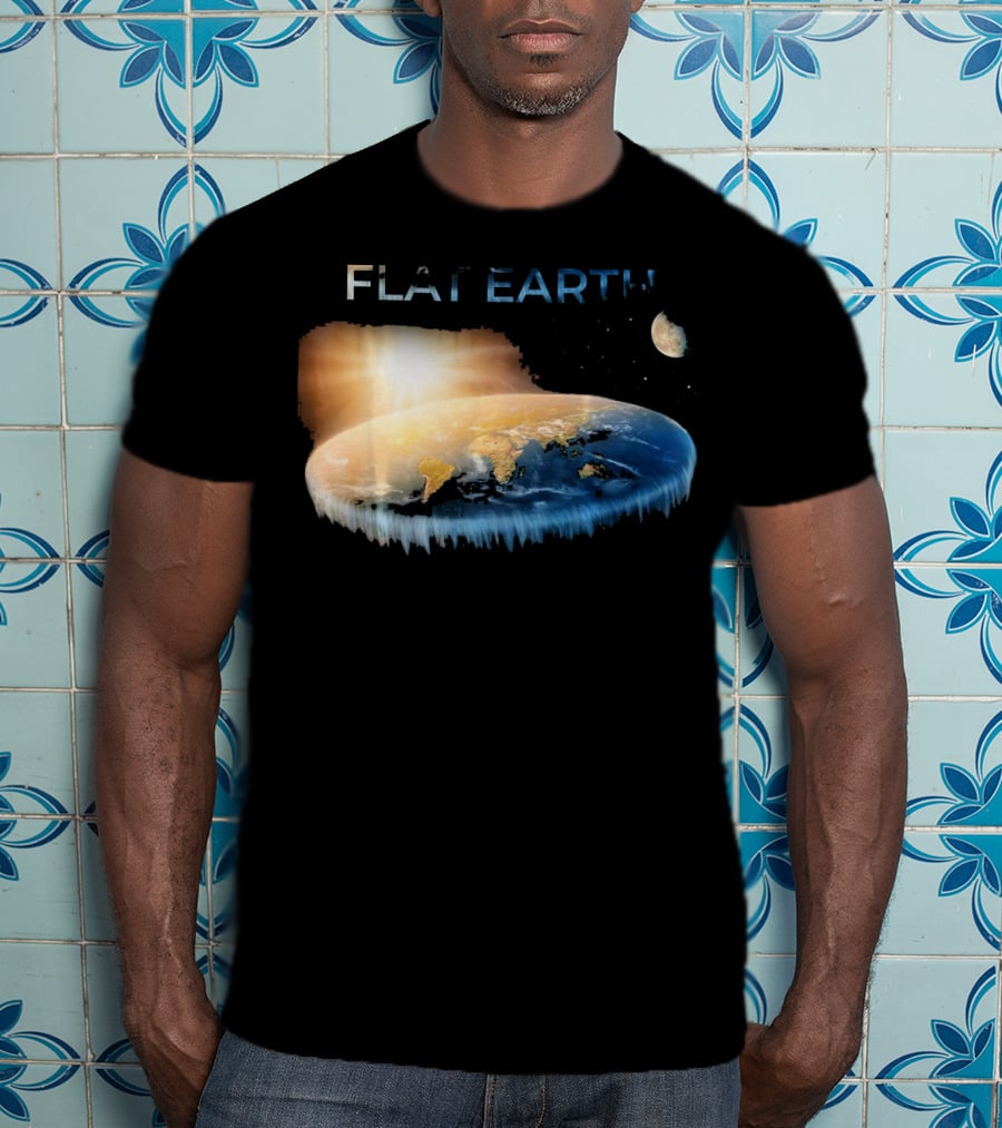 Flat Earth Dome Map With Sun And Moon T-Shirt