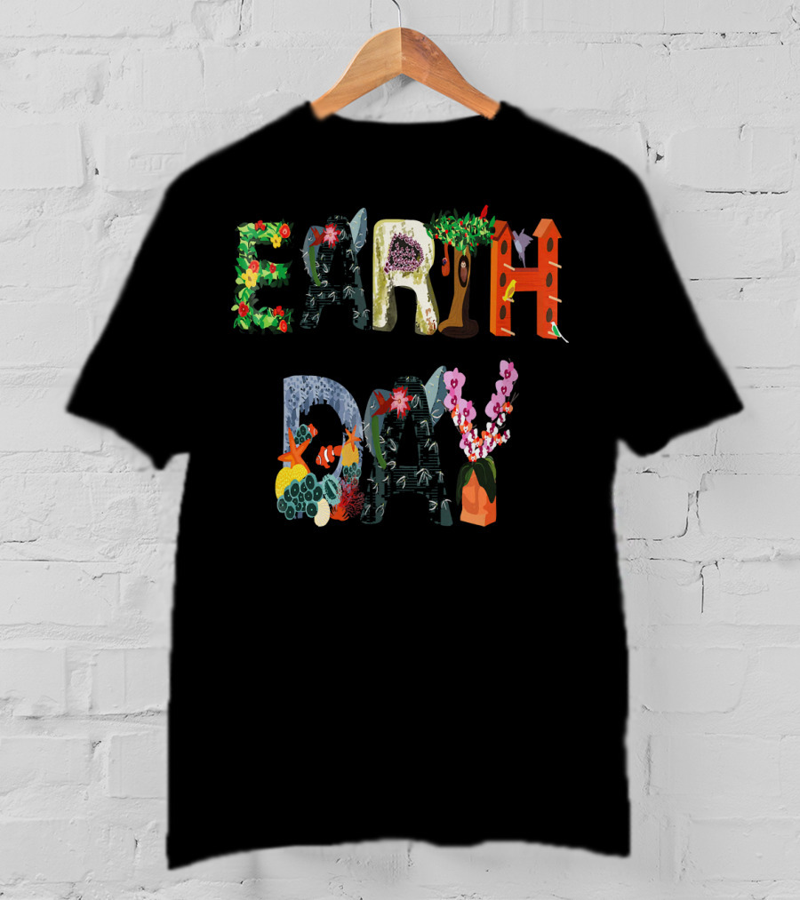 National Earth Day Nature-Themed Lettering T-Shirt
