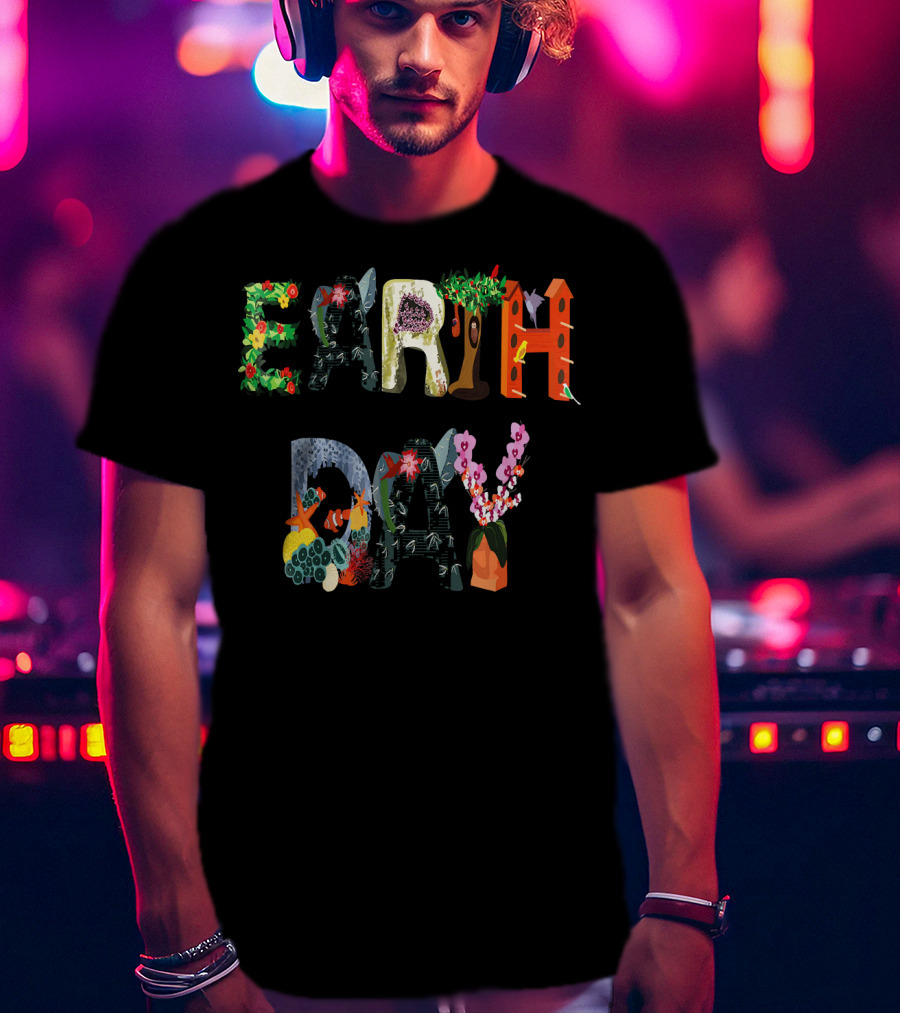 National Earth Day Nature-Themed Lettering T-Shirt