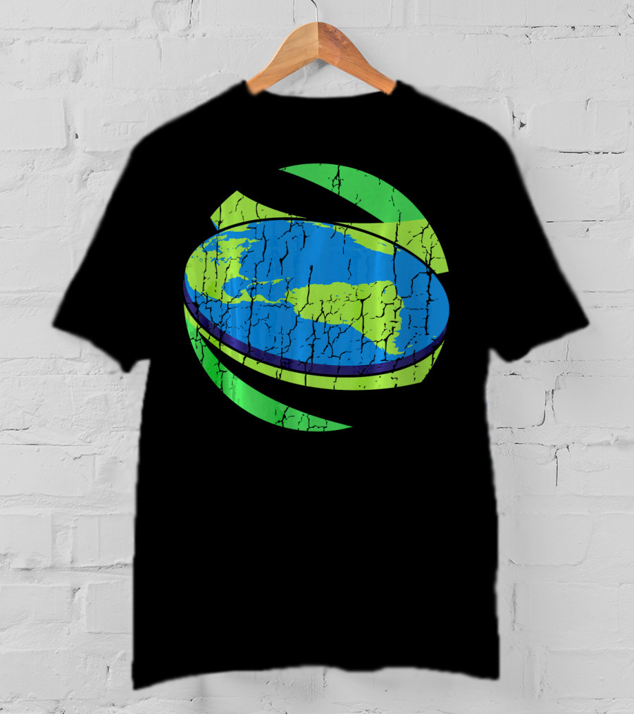Flat Earth Flat Earther Planet Cracked Globe T-Shirt