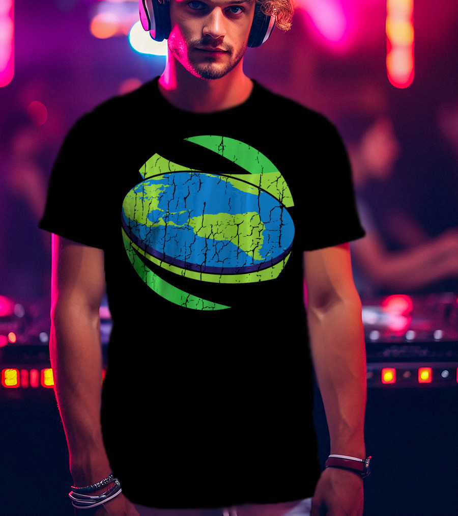 Flat Earth Flat Earther Planet Cracked Globe T-Shirt