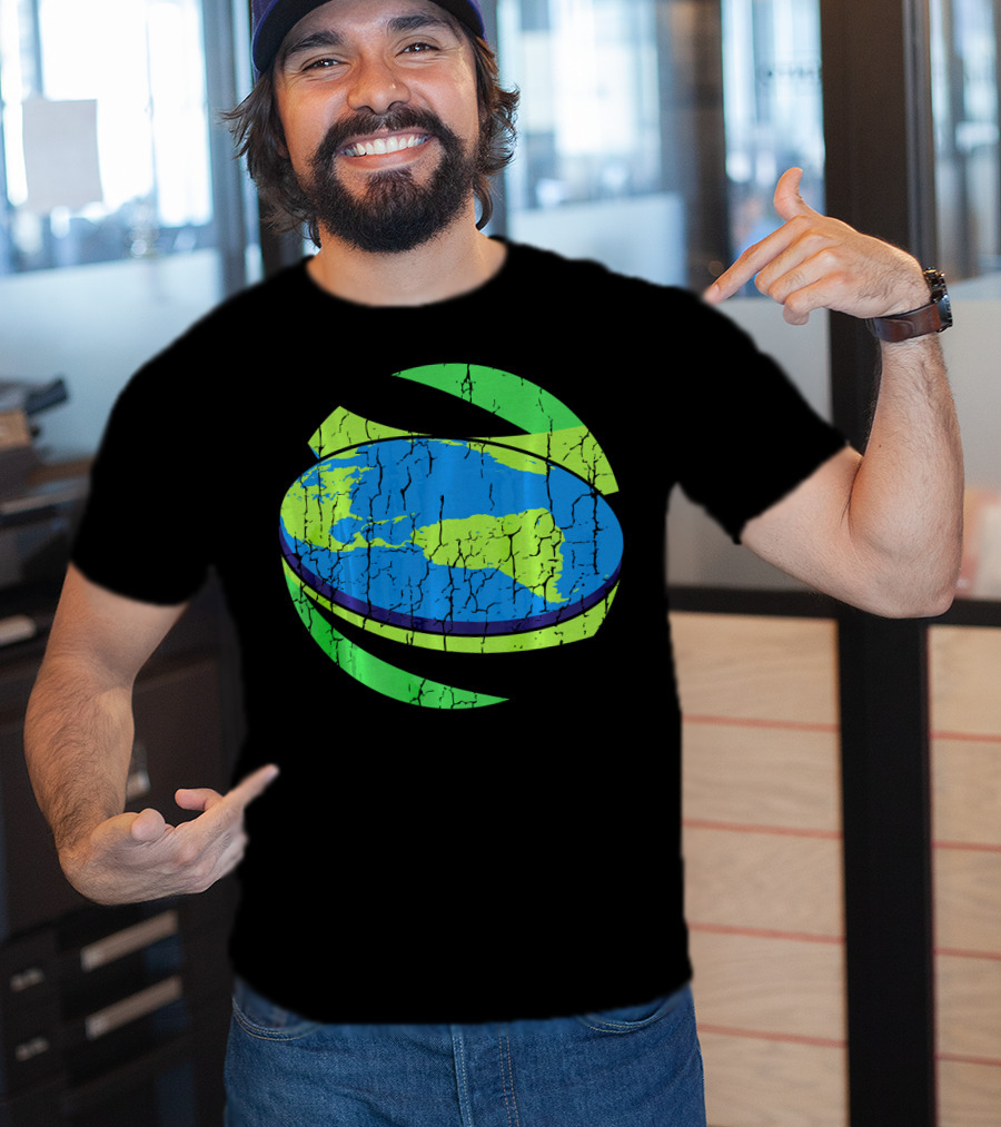 Flat Earth Flat Earther Planet Cracked Globe T-Shirt