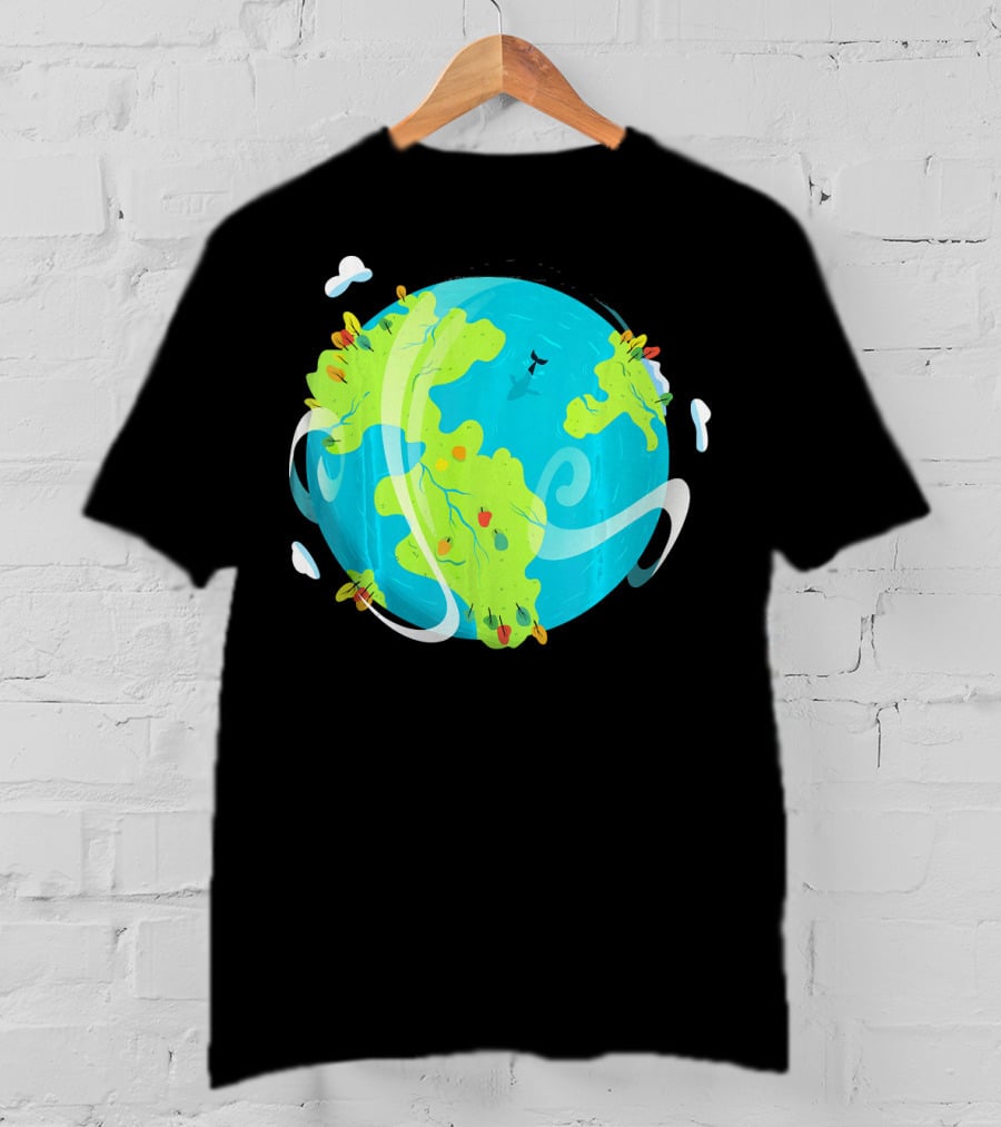 Earth Day Mother Planet Tree Dolphin Scenic Globe T-Shirt