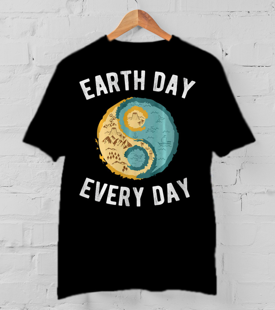 Earth Day Every Day Yin Yang Yog Nature Elements T-Shirt