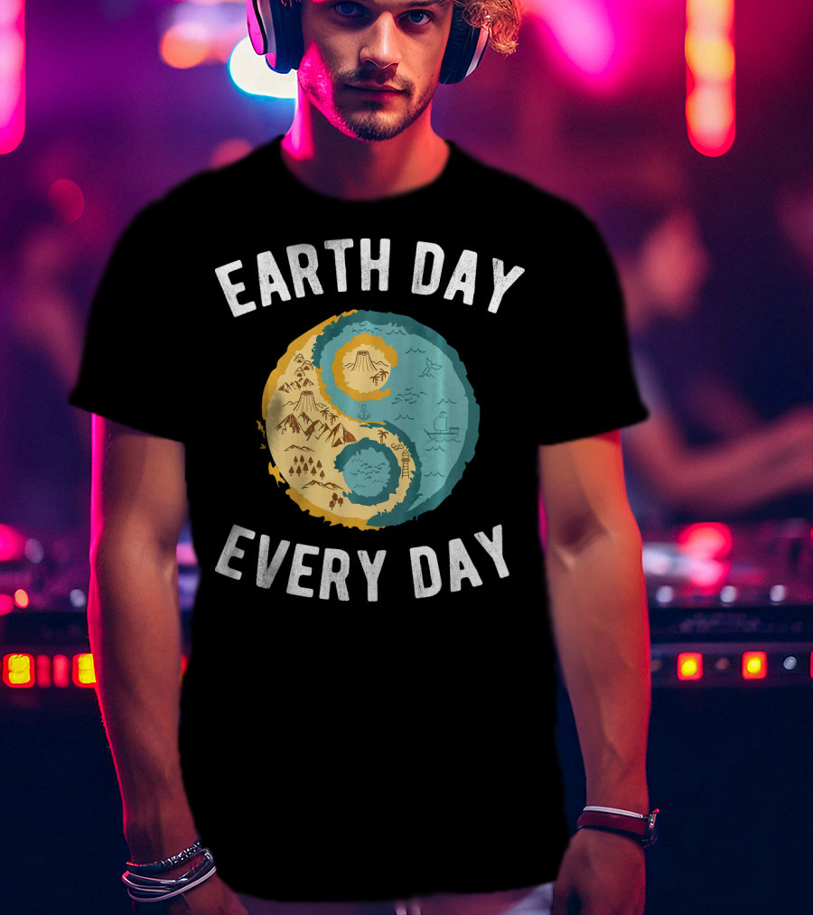Earth Day Every Day Yin Yang Yog Nature Elements T-Shirt