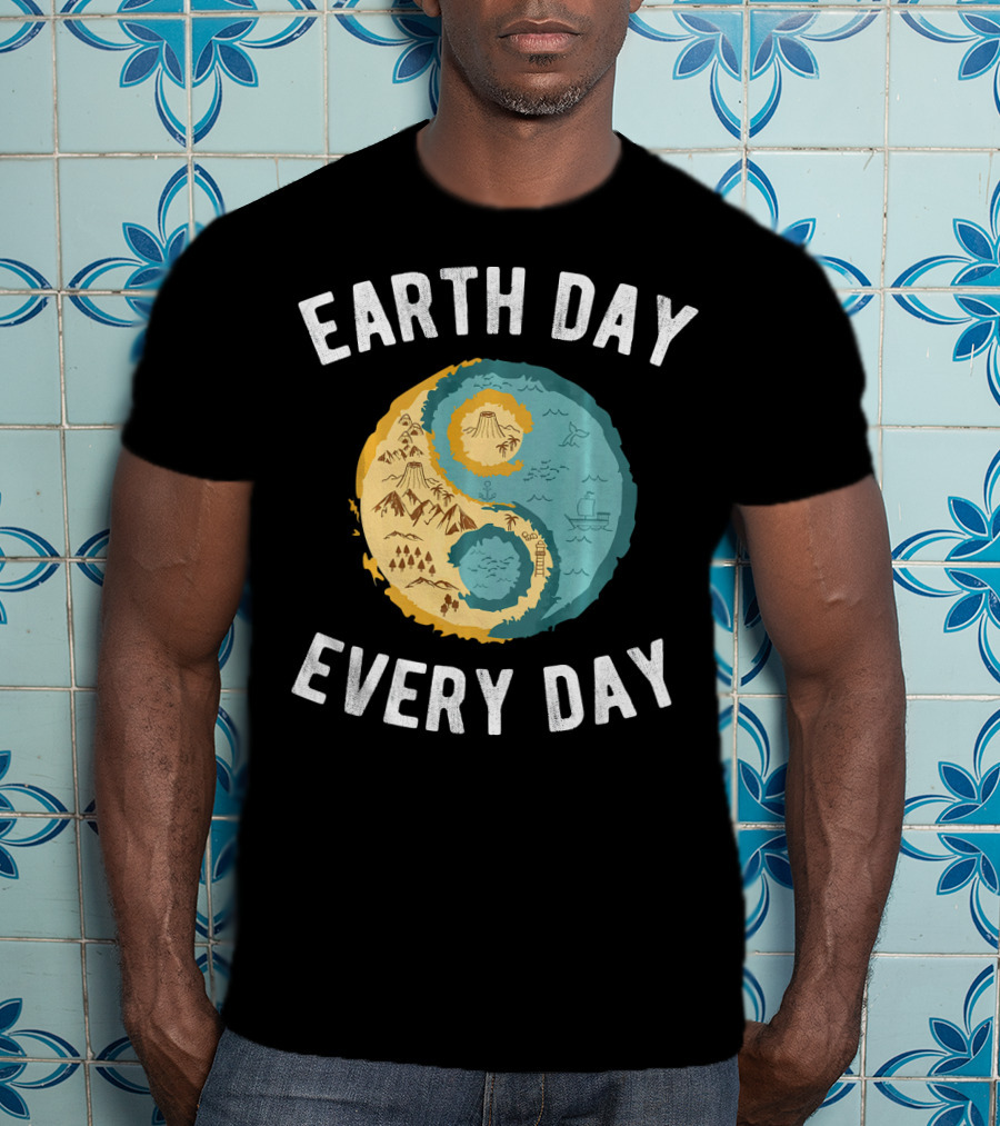 Earth Day Every Day Yin Yang Yog Nature Elements T-Shirt