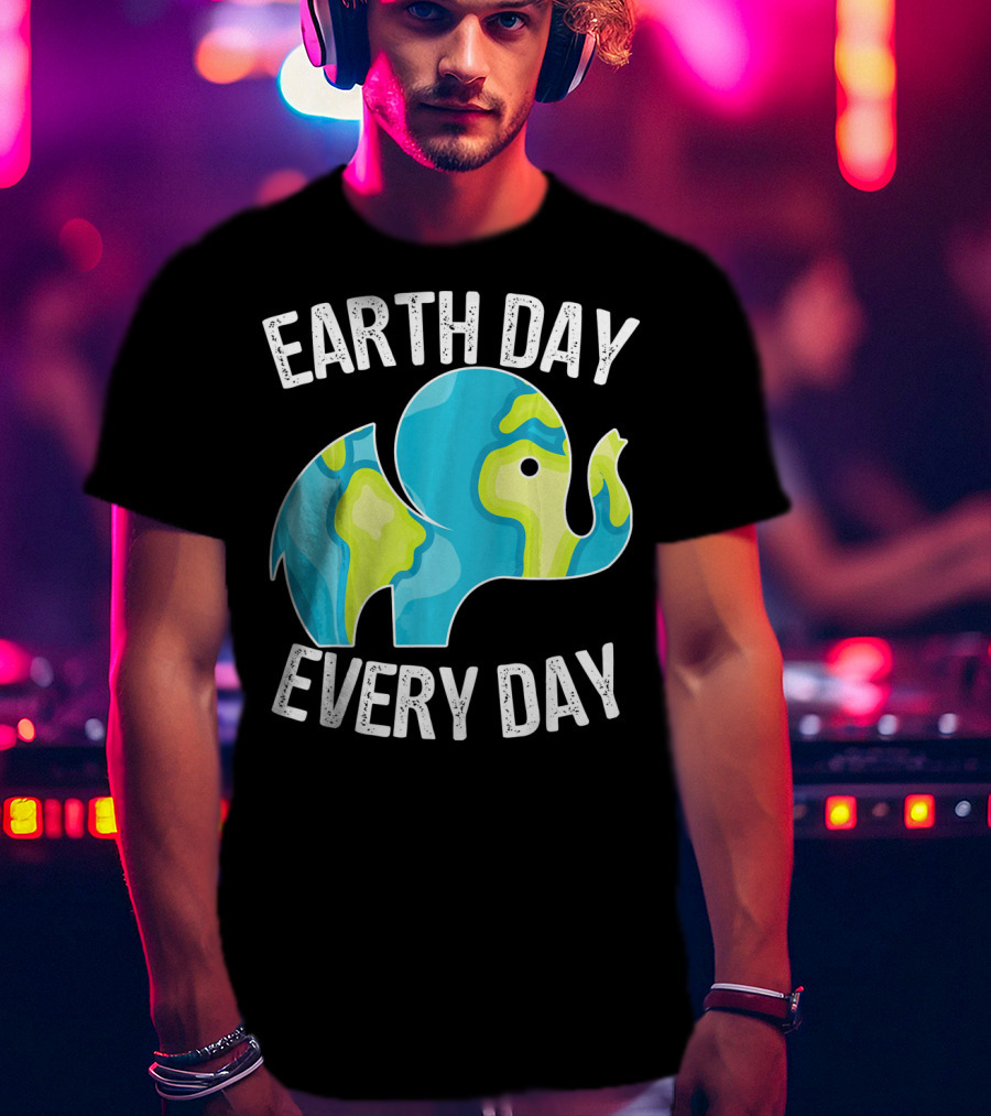 Earth Day Every Day Elephant Vintage Earth T-Shirt