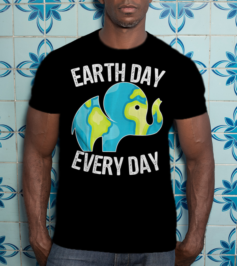 Earth Day Every Day Elephant Vintage Earth T-Shirt