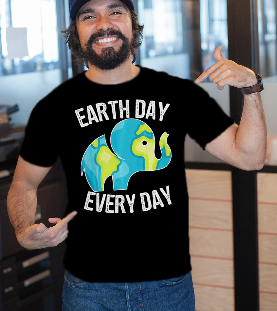 Earth Day Every Day Elephant Vintage Earth T-Shirt