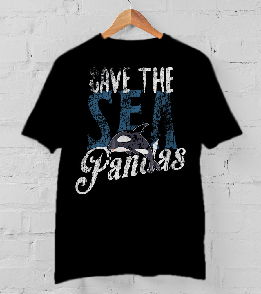 Save The Sea Pandas Orca Conservation Message T-Shirt