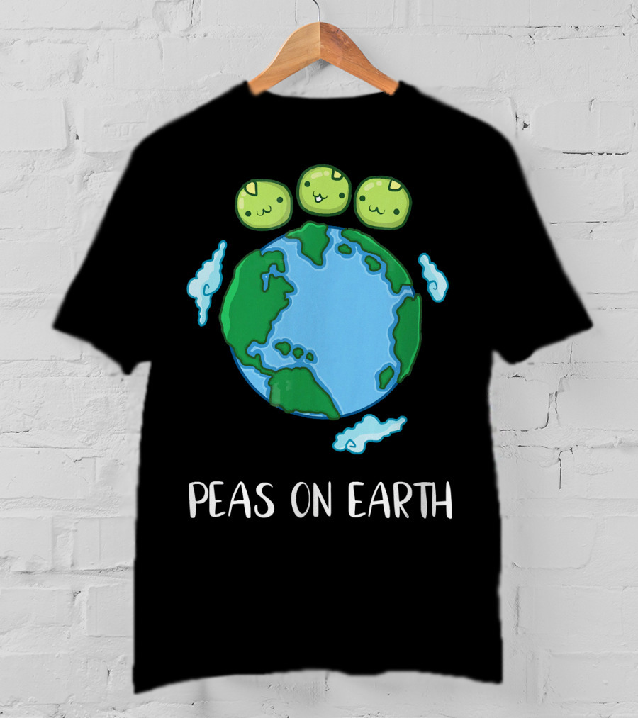 Peas On Earth Funny Peace Globe Cartoon T-Shirt