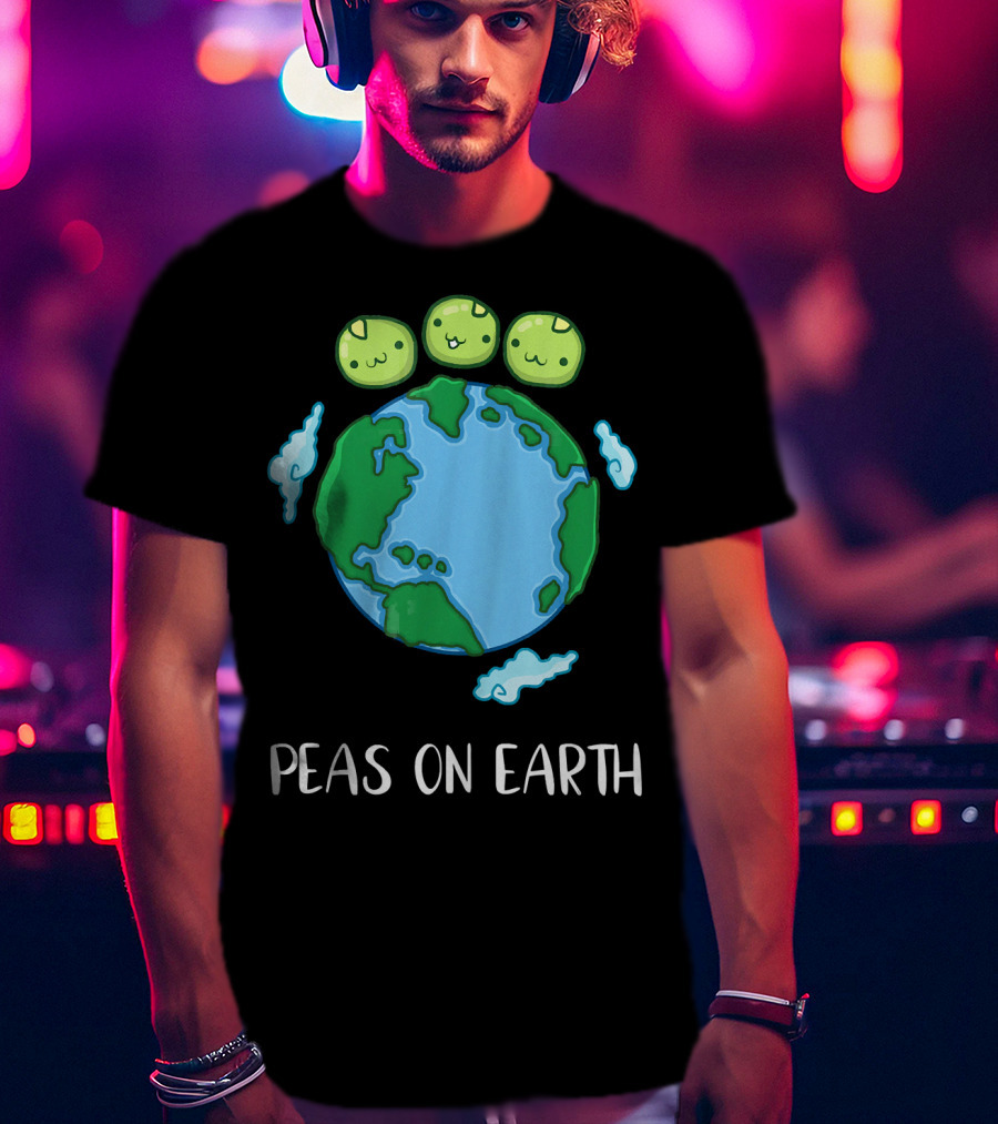 Peas On Earth Funny Peace Globe Cartoon T-Shirt