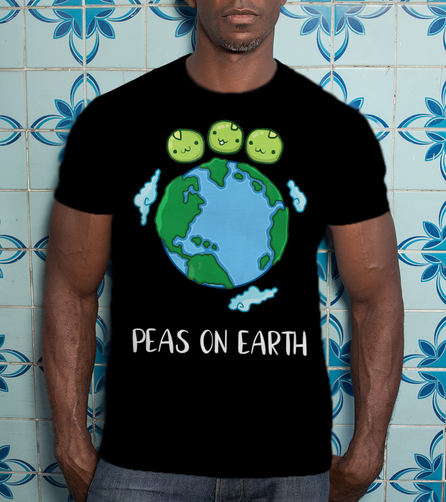 Peas On Earth Funny Peace Globe Cartoon T-Shirt