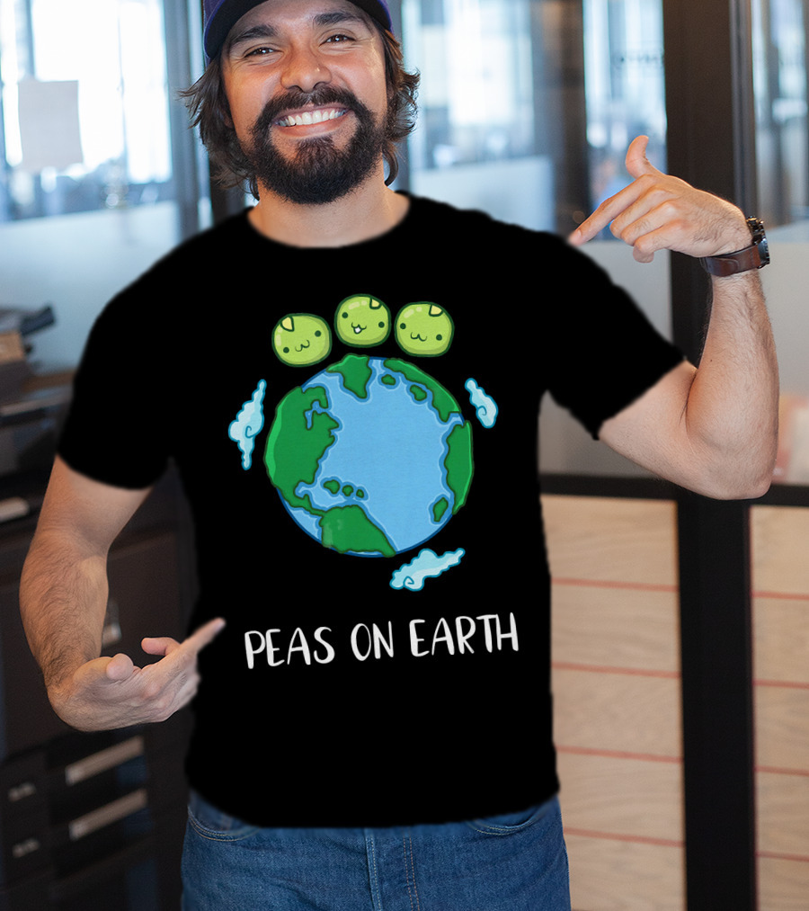 Peas On Earth Funny Peace Globe Cartoon T-Shirt