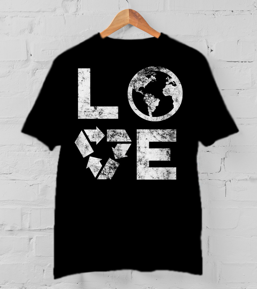 Love Earth Day Globe Recycle Typography T-Shirt