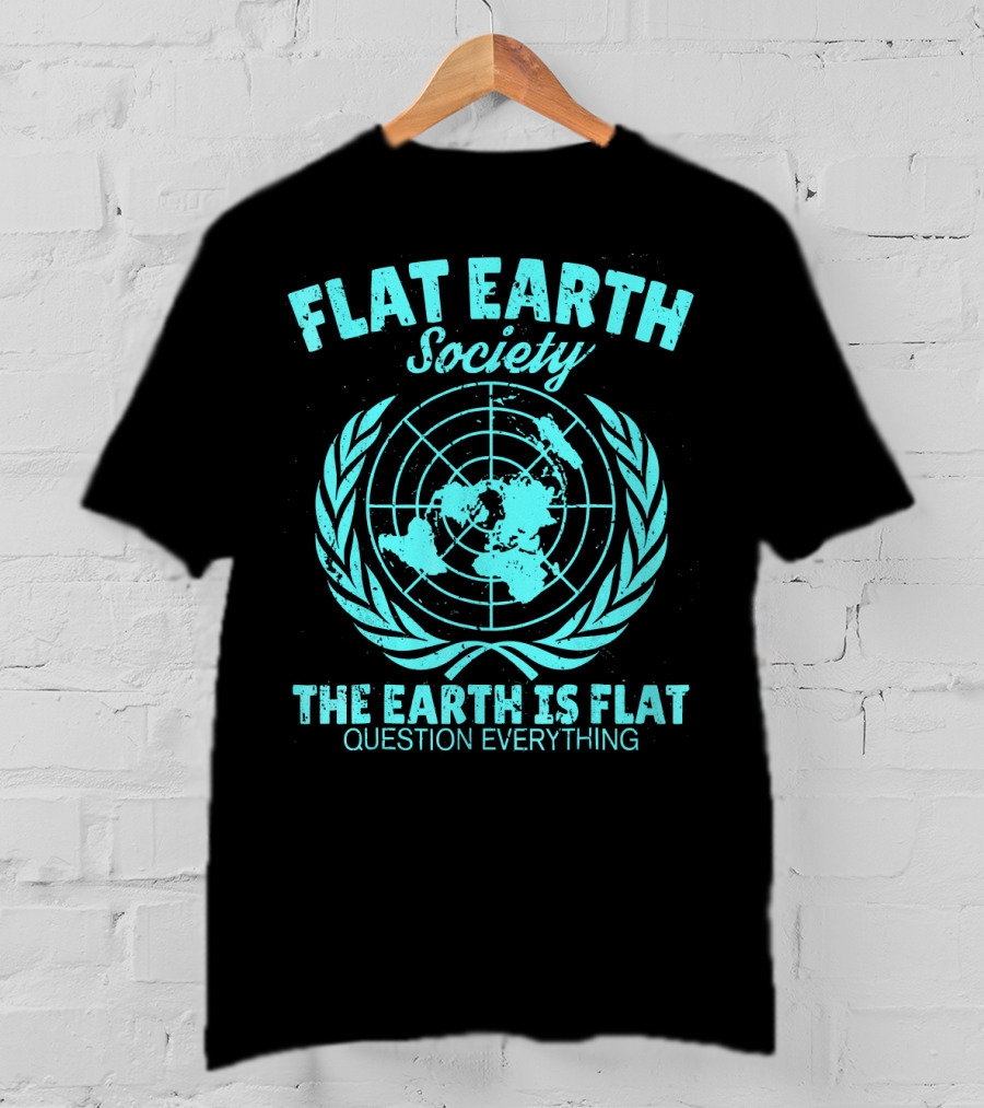 Flat Earth Society Baby Blue Retro Vintage Earth Is Flat Question Everything T-Shirt