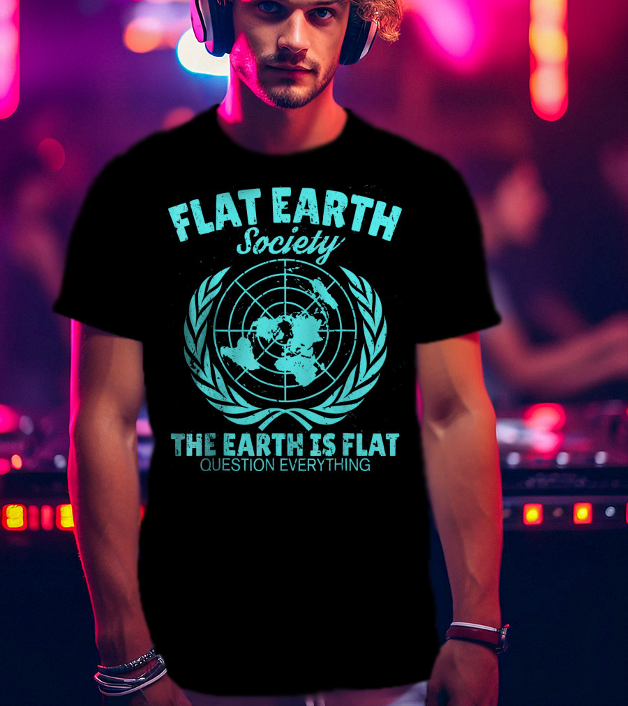 Flat Earth Society Baby Blue Retro Vintage Earth Is Flat Question Everything T-Shirt