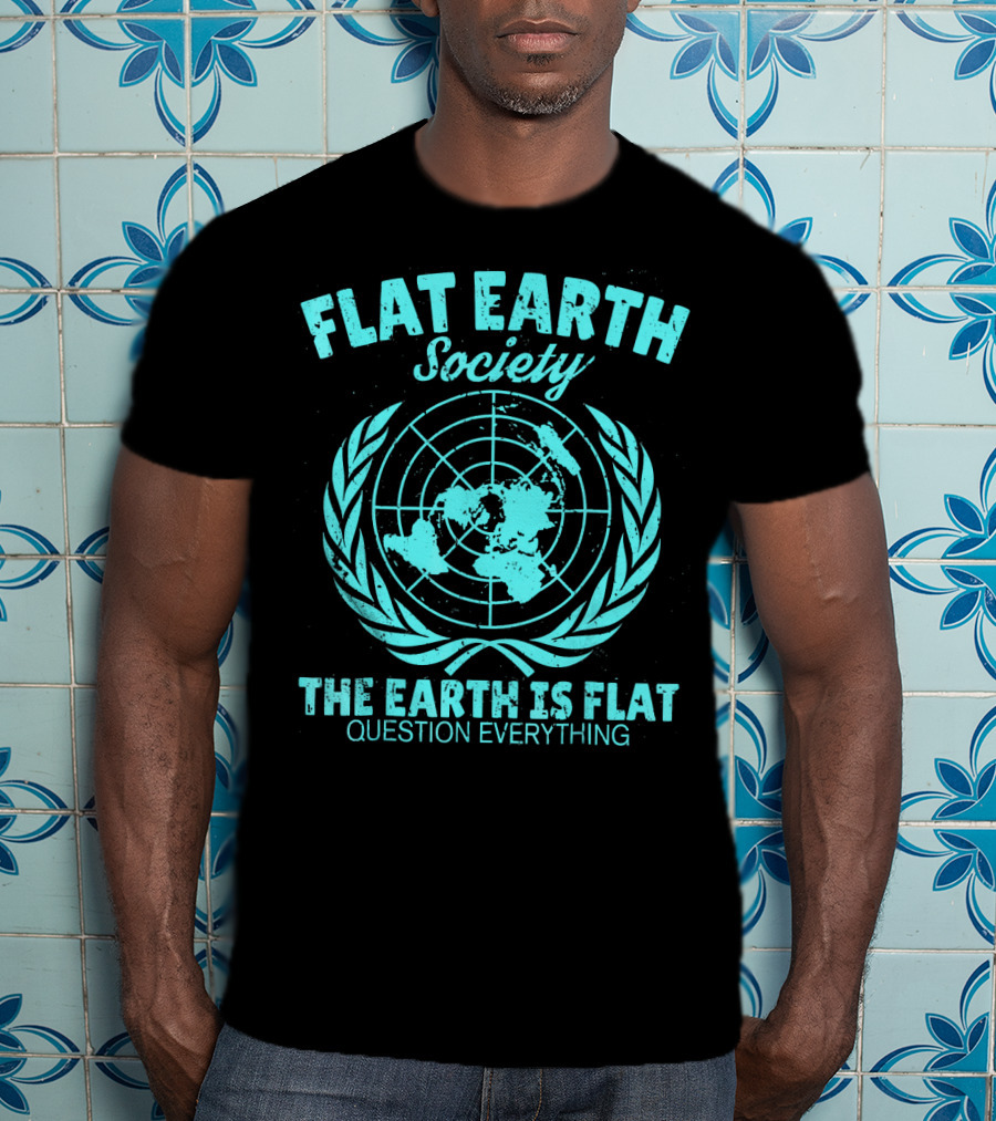 Flat Earth Society Baby Blue Retro Vintage Earth Is Flat Question Everything T-Shirt