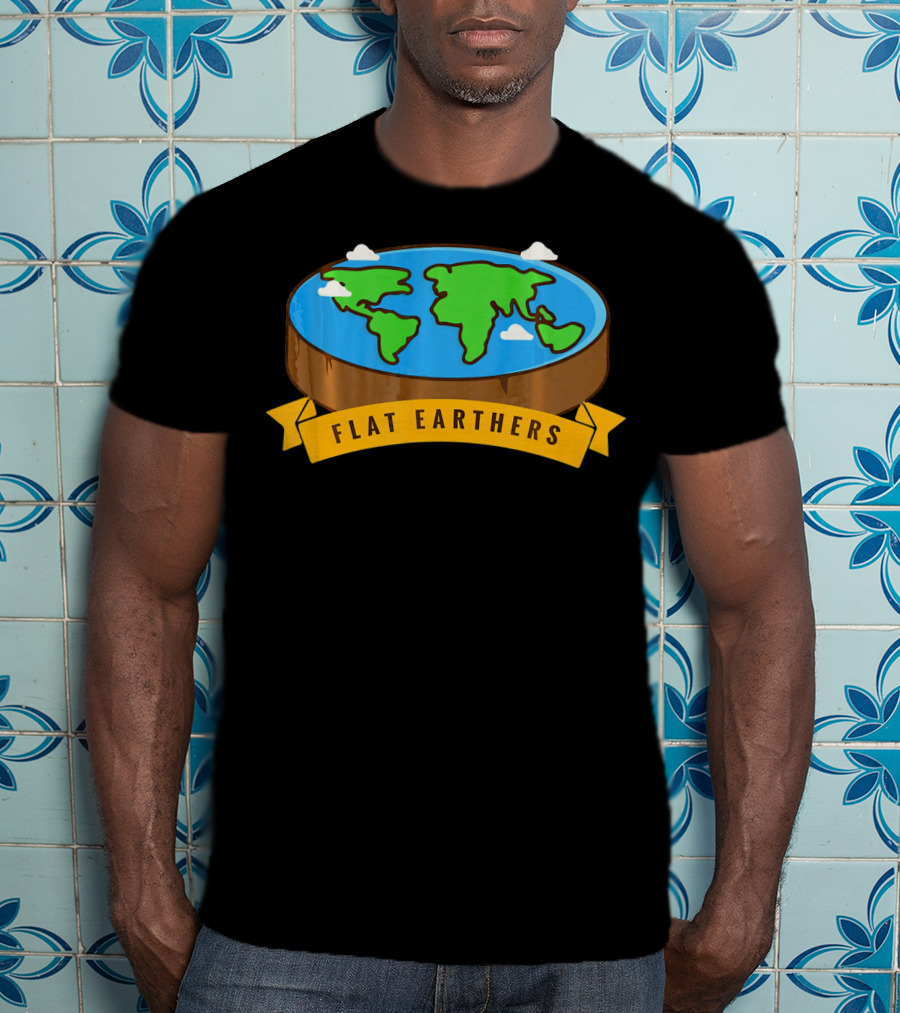 Flat Earthers Flat Earth Society Earth Disc Banner T-Shirt