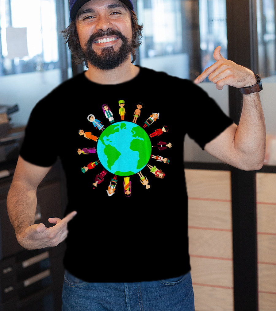 Happy Earth Day Global Unity With Diverse People Around The World T-Shirt
