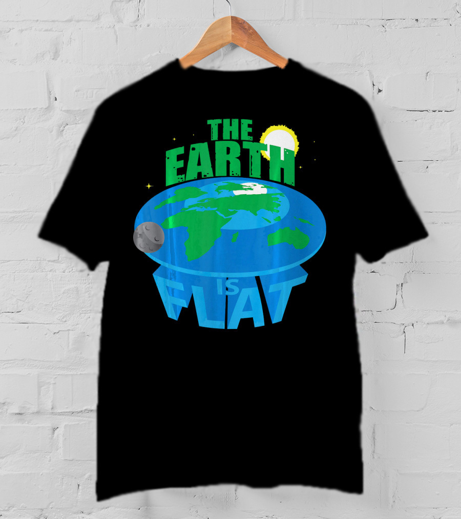 The Earth Is Flat Moon Sun Stars T-Shirt