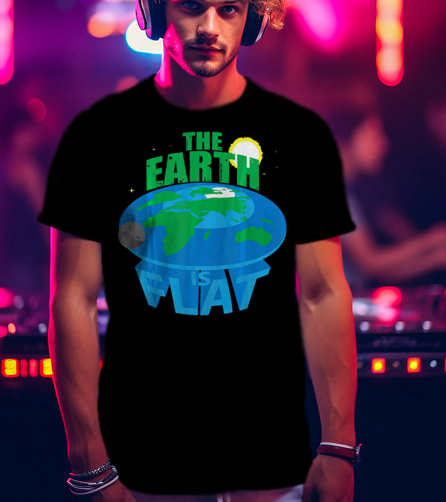 The Earth Is Flat Moon Sun Stars T-Shirt