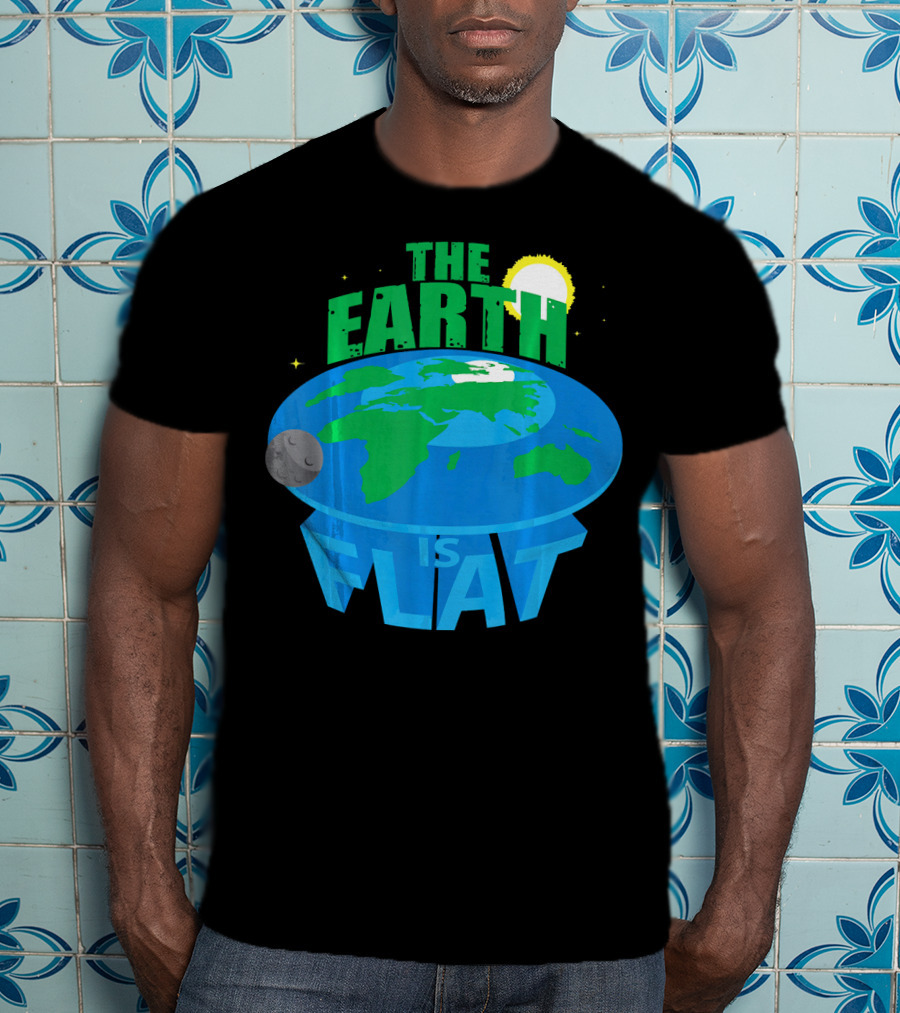 The Earth Is Flat Moon Sun Stars T-Shirt