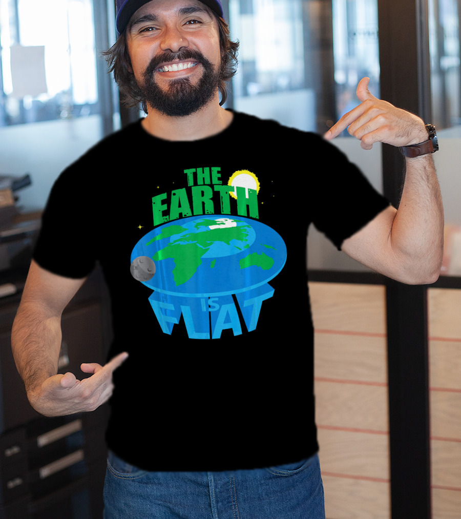 The Earth Is Flat Moon Sun Stars T-Shirt
