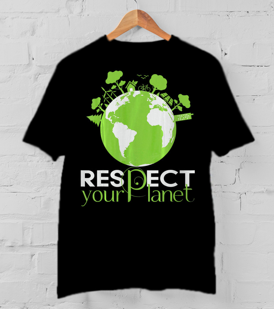 Respect Your Planet Earth Day Green Eco Symbols T-Shirt