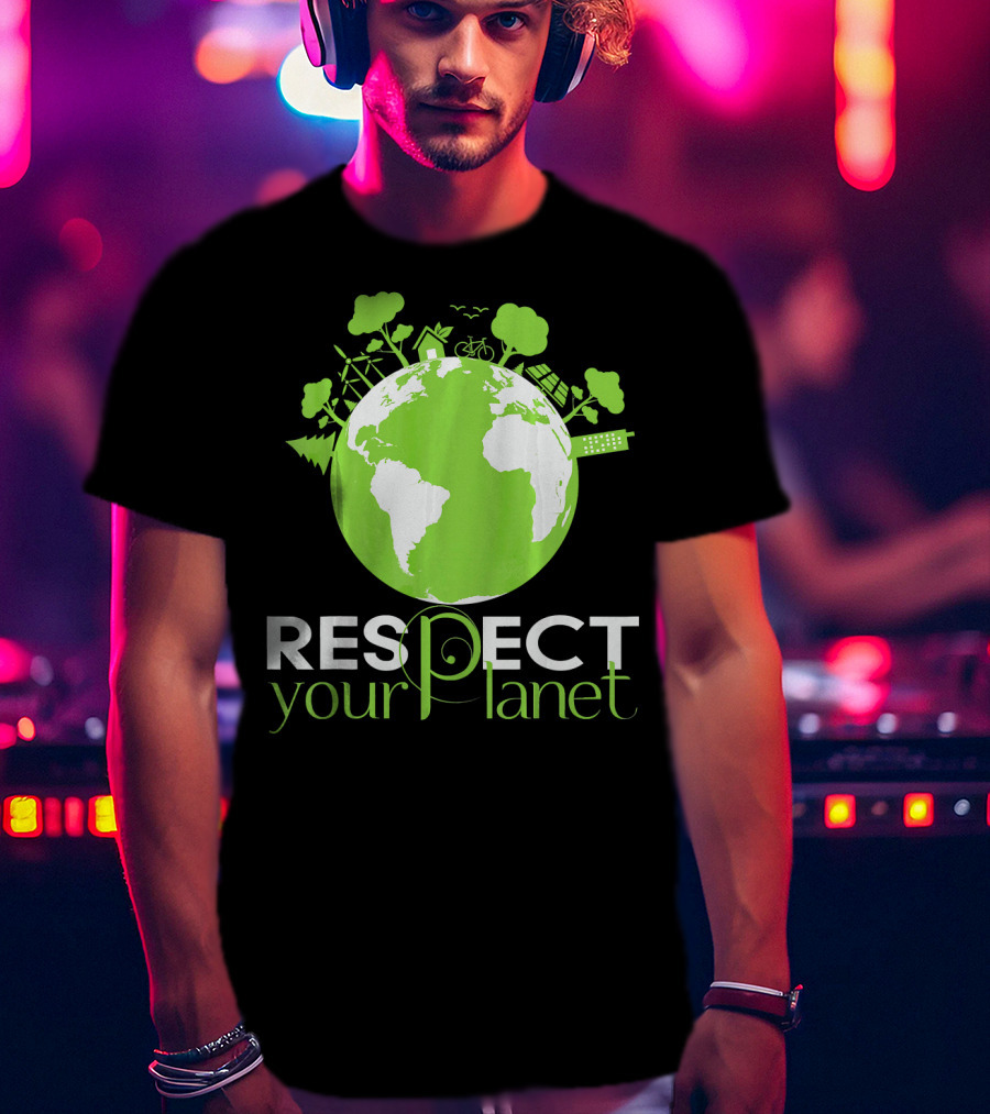 Respect Your Planet Earth Day Green Eco Symbols T-Shirt